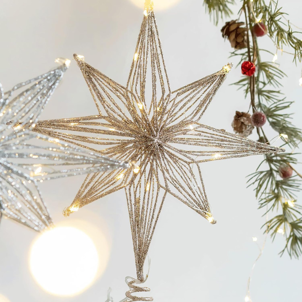 Home Decor Lighting Tree - ไฟประดับต้นคริสต์มาสรูปดาว LED ขนาด 30 ซม. พร้อมไฟสายตกแต่งบ้านสำหรับงานปาร์ตี้ในช่วงเทศกาลวันหยุดปีใหม่