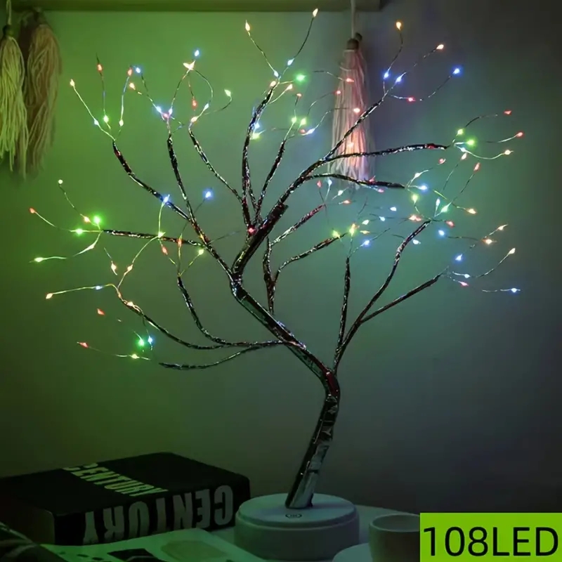 Home Decor Lighting Tree - 1PC สีสันบอนไซ 108 ไฟ LED ต้นไม้แบตเตอรี่และ