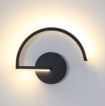 Lighting Decoration - โคมไฟติดผนัง LED สไตล์นอร์ดิกสมัยใหม่, โคมไฟติดผนังทรงเรขาคณิตสีดำแบบมินิมอลสำหรับตกแต่งห้องนอนข้างเตียงห้องนั่งเล่น, ไฟตกแต่งบ้านสุดสร้างสรรค์
