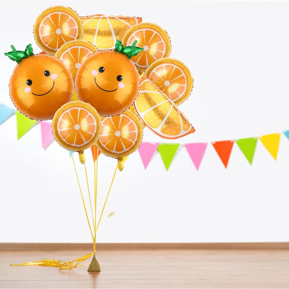 Orange Lighting Decor - ลูกโป่งฟอยล์รูปผลไม้สีส้ม 10 ชิ้น ลูกโป่งอลูมิเนียมน่ารัก ขนาดจัมโบ้ สำหรับตกแต่งวันเกิด