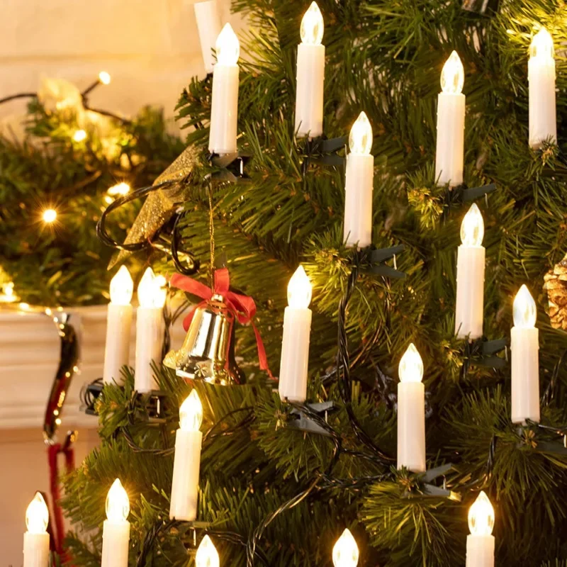 Home Decor Lighting Tree - Flameless TAPER เทียนคริสต์มาส String Light พร้อมคลิป