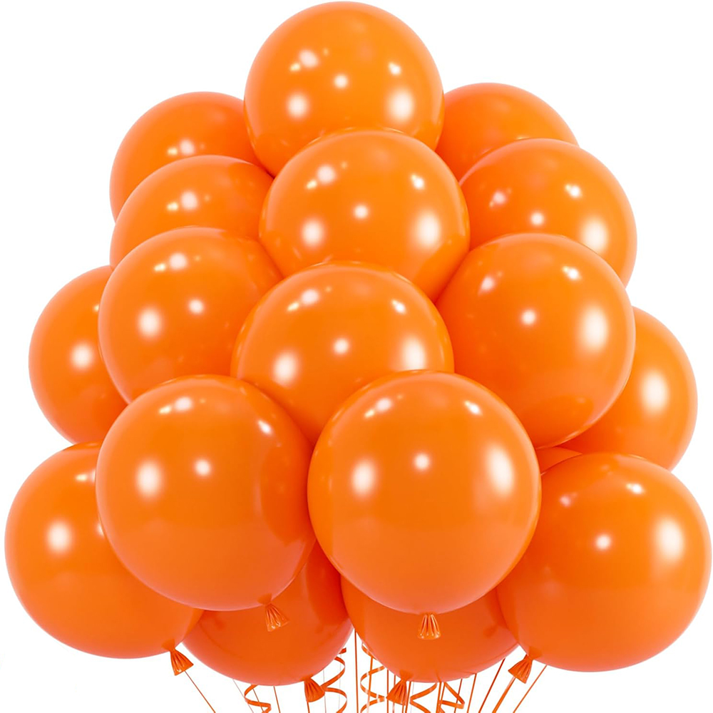 Orange Lighting Decor - ลูกโป่งยางสีส้ม ขนาด 10/12 นิ้ว 10/30/50 ชิ้น