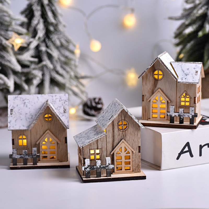 Home Decor Lighting Tree - คริสต์มาสไฟ LED บ้านไม้ Luminous Cabin Merry