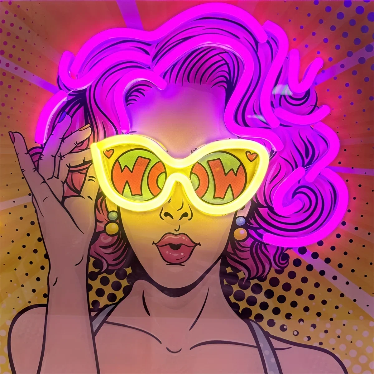 Wow Lady Pop Art LED Neon Sign - Outdoor Lighting Decor Wow บทวิจารณ์และราคา