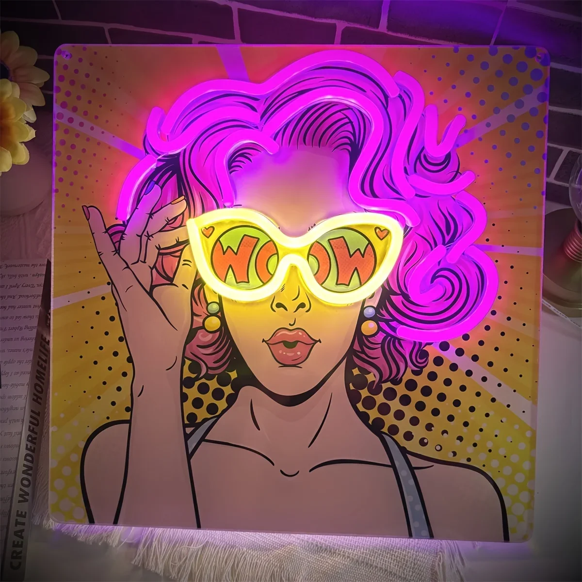 Wow Lady Pop Art LED Neon Sign - Outdoor Lighting Decor Wow บทวิจารณ์และราคา