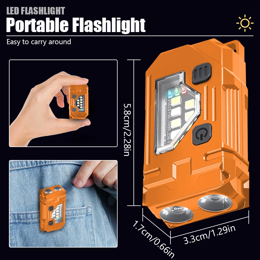 พวงกุญแจมินิ EDC ไฟฉายแบบชาร์จ - Orange Lighting Decor บทวิจารณ์และราคา