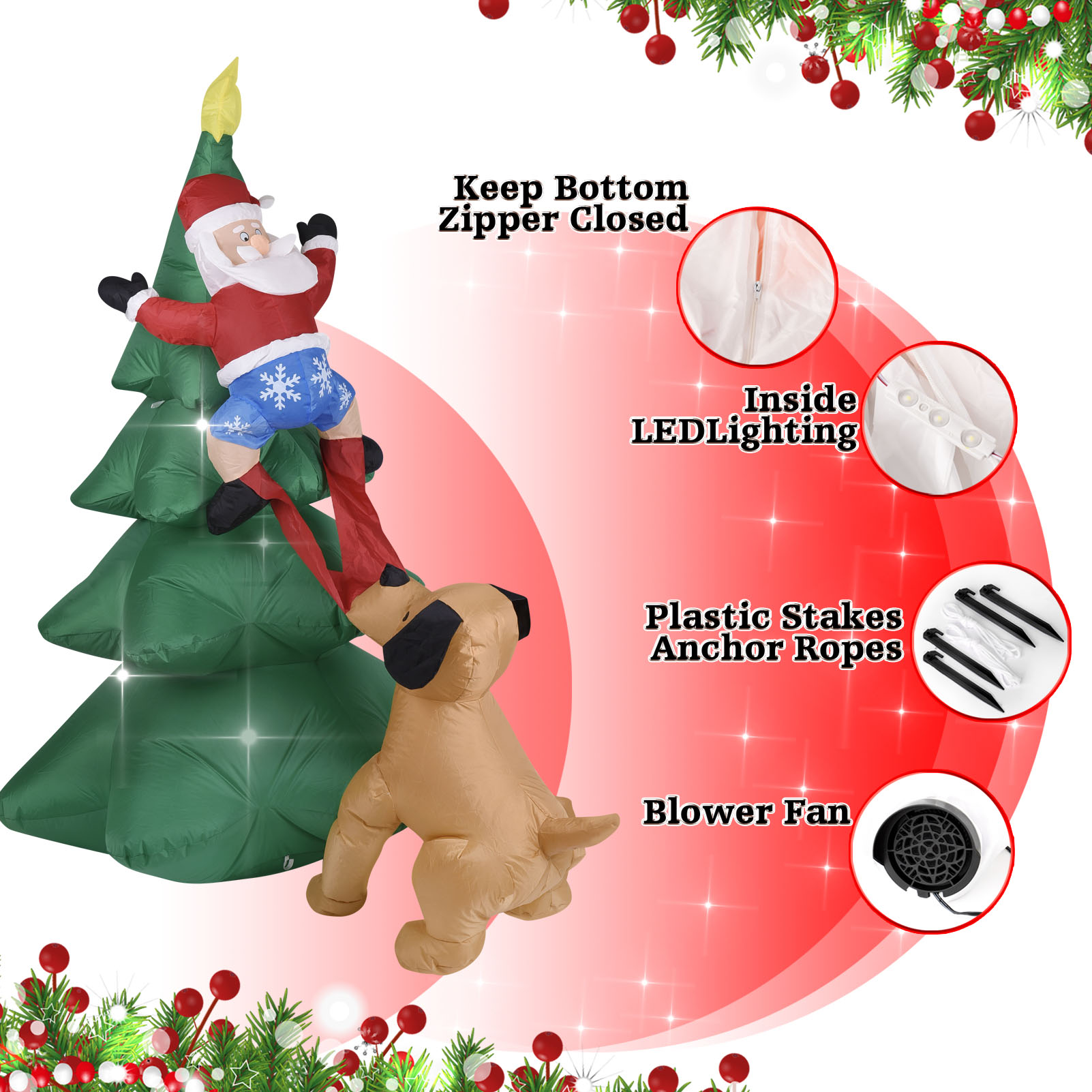 ตุ๊กตาสุนัขเป่าลมคริสต์มาส พร้ - Home Decor Lighting Tree บทวิจารณ์และราคา