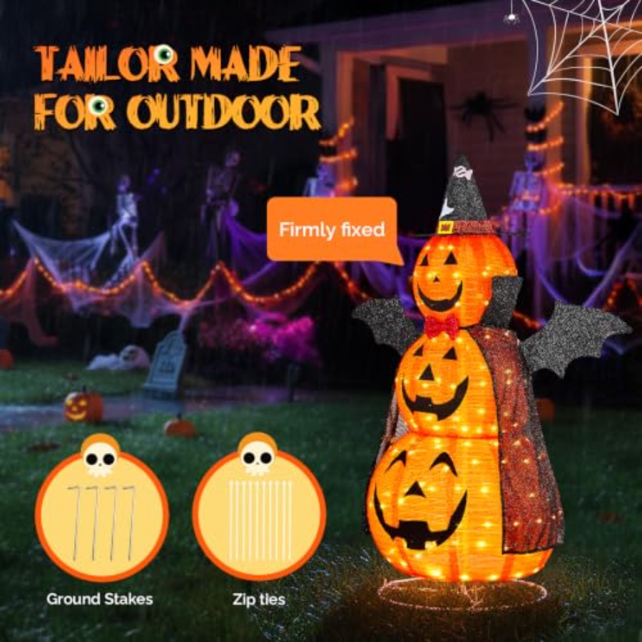 ของตกแต่งฮาโลวีนกลางแจ้ง: ฟักท - Orange Lighting Decor บทวิจารณ์และราคา