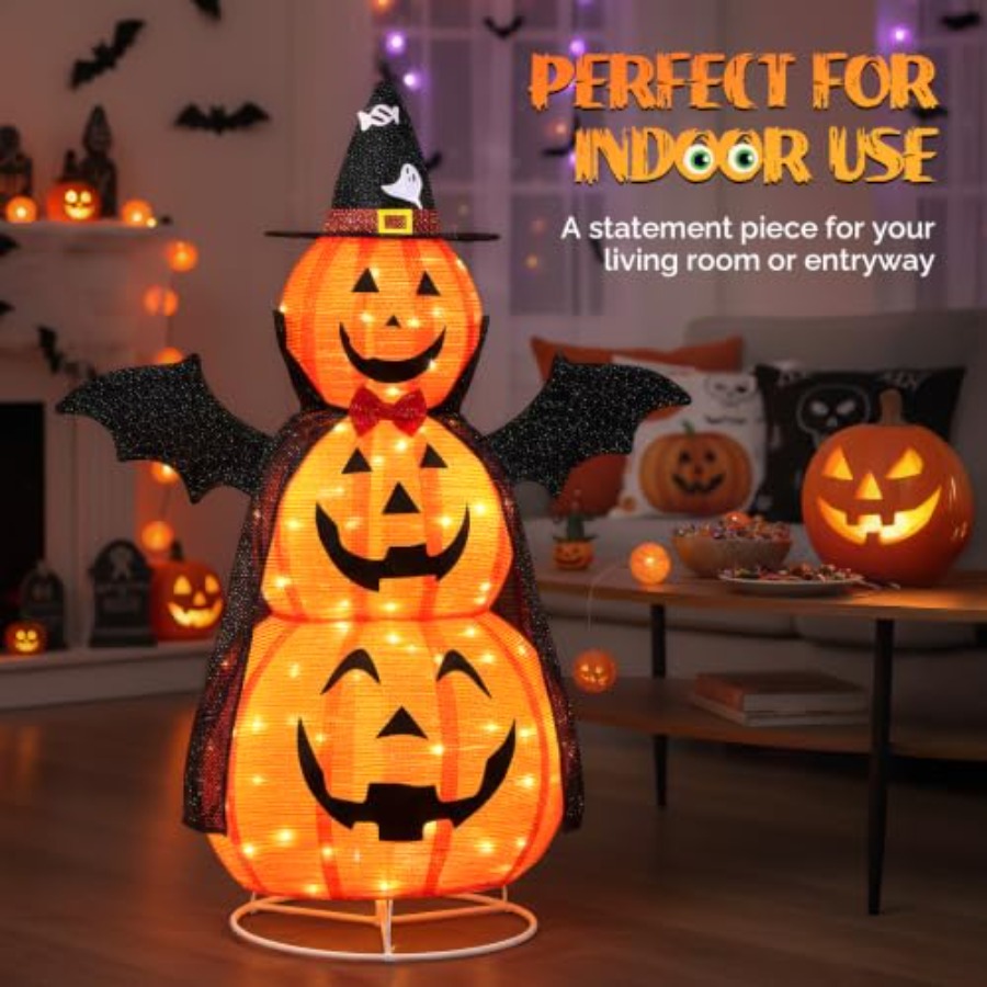 ของตกแต่งฮาโลวีนกลางแจ้ง: ฟักท - Orange Lighting Decor บทวิจารณ์และราคา
