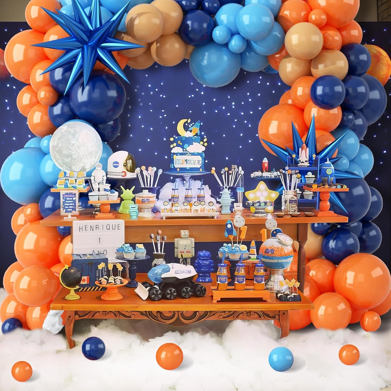 ชุดลูกโป่งยางสีส้มและสีน้ำเงิน - Orange Lighting Decor บทวิจารณ์และราคา