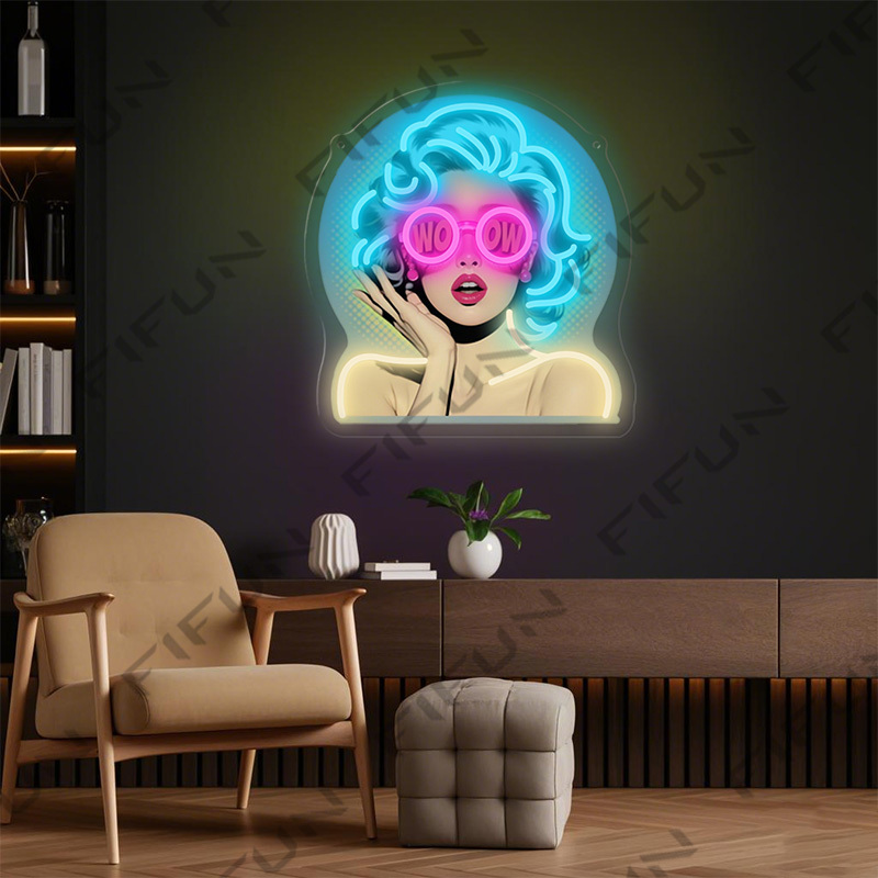 ป้ายไฟนีออน WOW Curl Girl พิมพ - Outdoor Lighting Decor Wow บทวิจารณ์และราคา