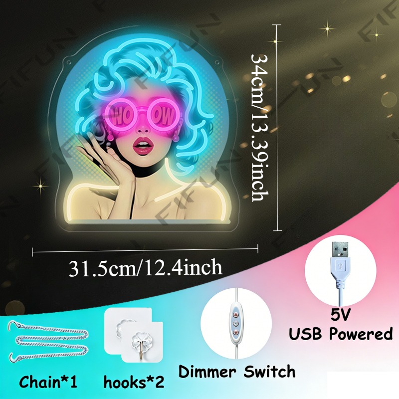 ป้ายไฟนีออน WOW Curl Girl พิมพ - Outdoor Lighting Decor Wow บทวิจารณ์และราคา
