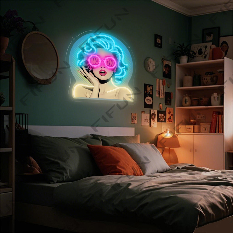 ป้ายไฟนีออน WOW Curl Girl พิมพ - Outdoor Lighting Decor Wow บทวิจารณ์และราคา