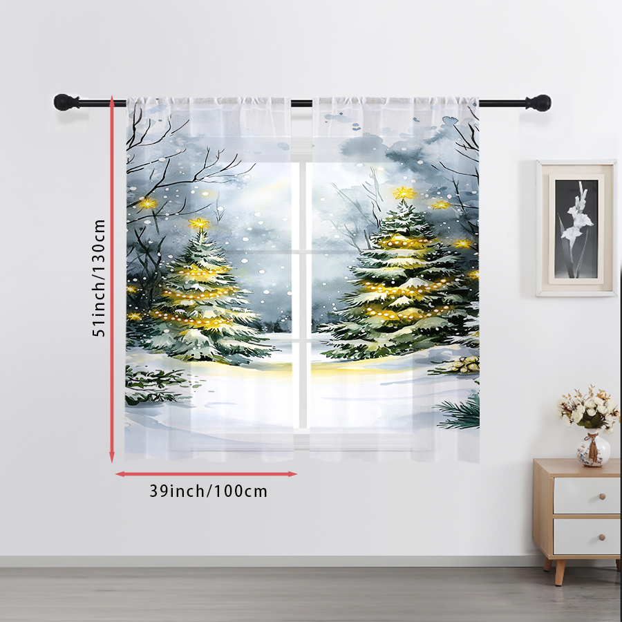 ผ้าม่านโปร่งแสง 2 ชิ้น ลายต้นค - Home Decor Lighting Tree บทวิจารณ์และราคา